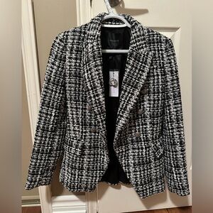 Dynamite - Paloma Double Breast Blazer in black/white tweed